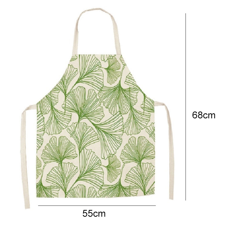 Cotton Linen Creative Plant Foliage Pattern Sleeveless Apron, Size:68x55cm