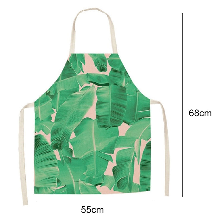 Cotton Linen Creative Plant Foliage Pattern Sleeveless Apron, Size:68x55cm