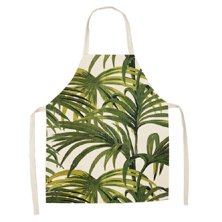 Cotton Linen Creative Plant Foliage Pattern Sleeveless Apron, Size:68x55cm