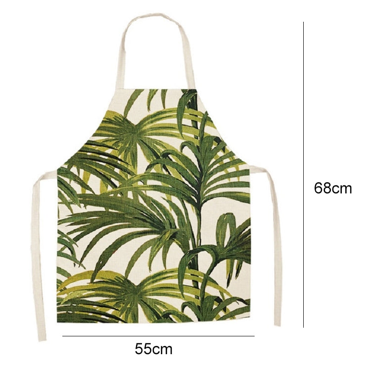 Cotton Linen Creative Plant Foliage Pattern Sleeveless Apron, Size:68x55cm