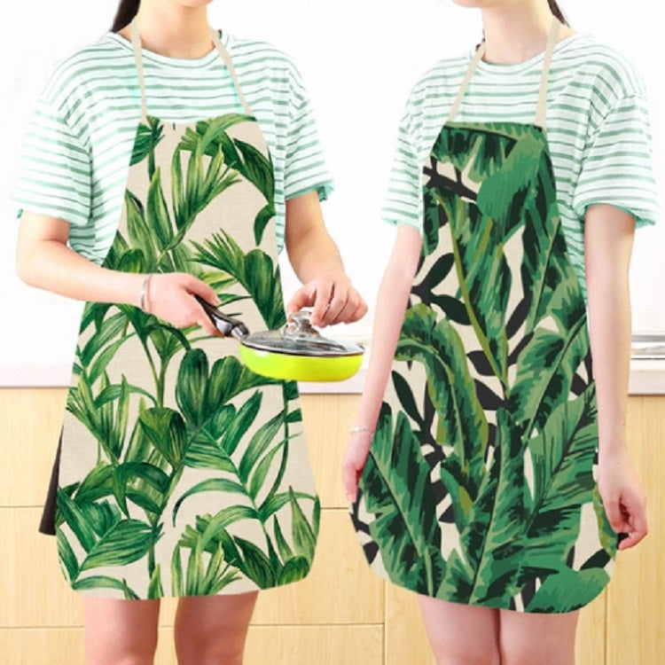 Cotton Linen Creative Plant Foliage Pattern Sleeveless Apron, Size:68x55cm