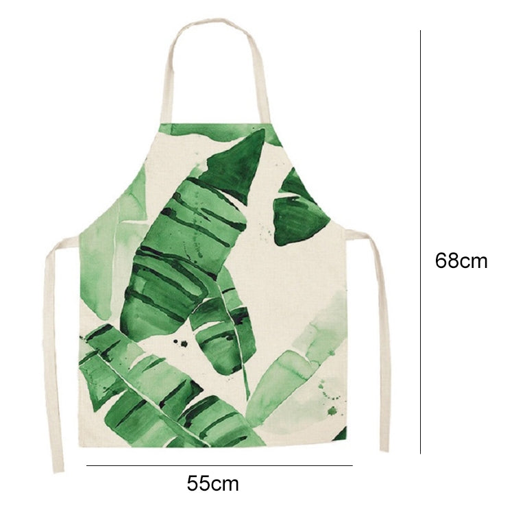 Cotton Linen Creative Plant Foliage Pattern Sleeveless Apron, Size:68x55cm