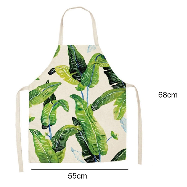 Cotton Linen Creative Plant Foliage Pattern Sleeveless Apron, Size:68x55cm