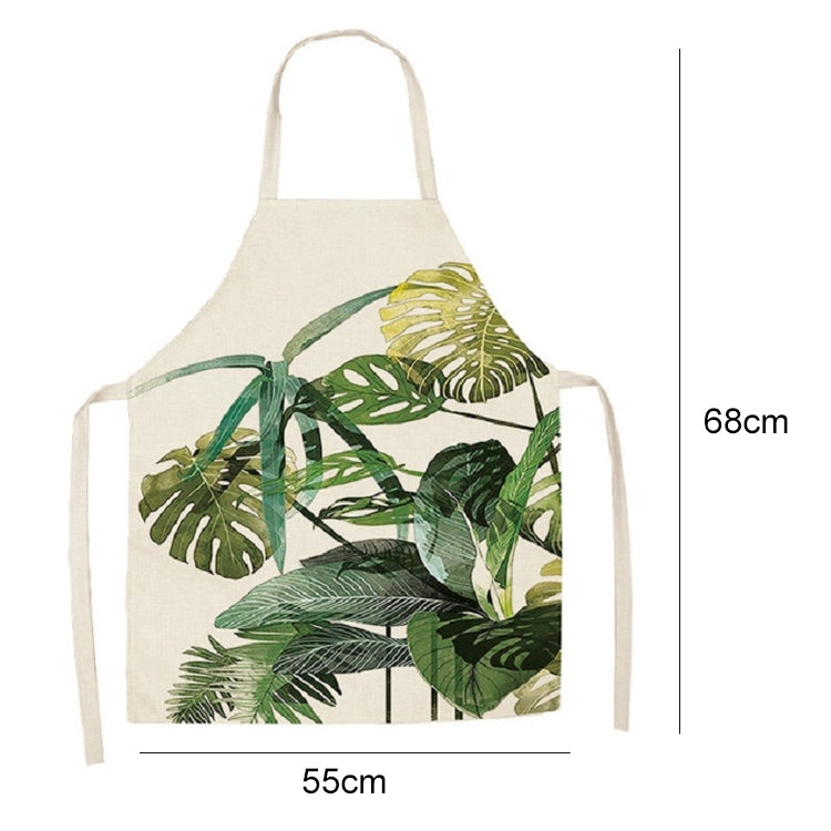 Cotton Linen Creative Plant Foliage Pattern Sleeveless Apron, Size:68x55cm