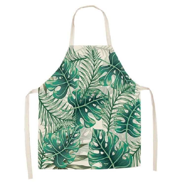 Cotton Linen Creative Plant Foliage Pattern Sleeveless Apron, Size:68x55cm