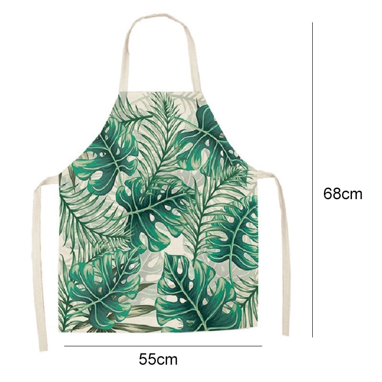 Cotton Linen Creative Plant Foliage Pattern Sleeveless Apron, Size:68x55cm