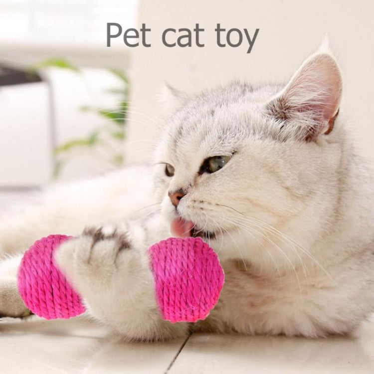 3 PCS Kitten Teaser Playing Chew Scratch Catch Sisal Ball Pet Dumbbell Interactive Training Toys(Pink)