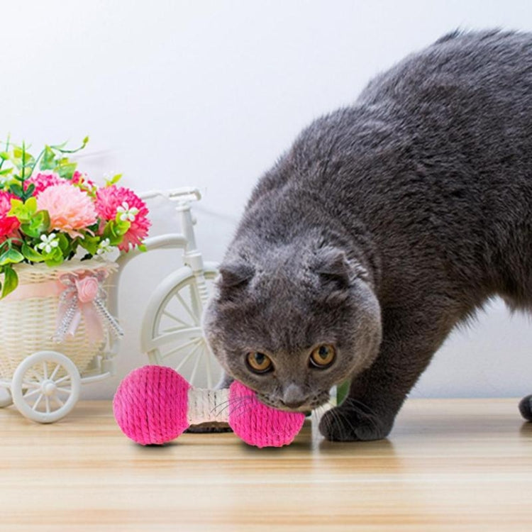 3 PCS Kitten Teaser Playing Chew Scratch Catch Sisal Ball Pet Dumbbell Interactive Training Toys(Pink)