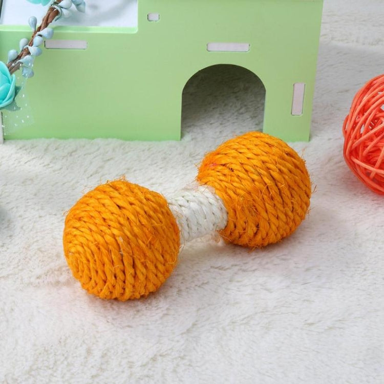 3 PCS Kitten Teaser Playing Chew Scratch Catch Sisal Ball Pet Dumbbell Interactive Training Toys(Pink)