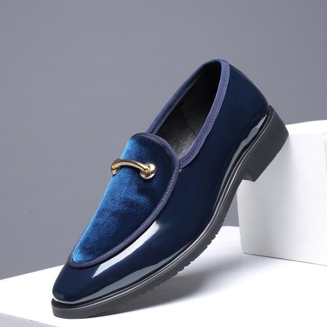 PU Leather Flat Casual Slip On Men Shoes, Size:42(Bright Black)