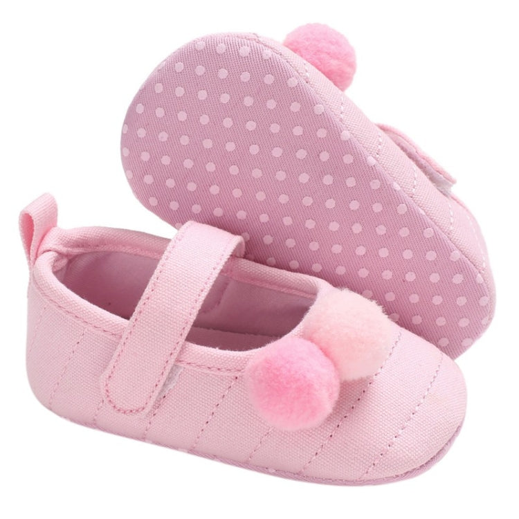 Baby Girl Lovely Printing Shoes Small Fresh Pompon Decoration Baby Princess Shoes(Pink)