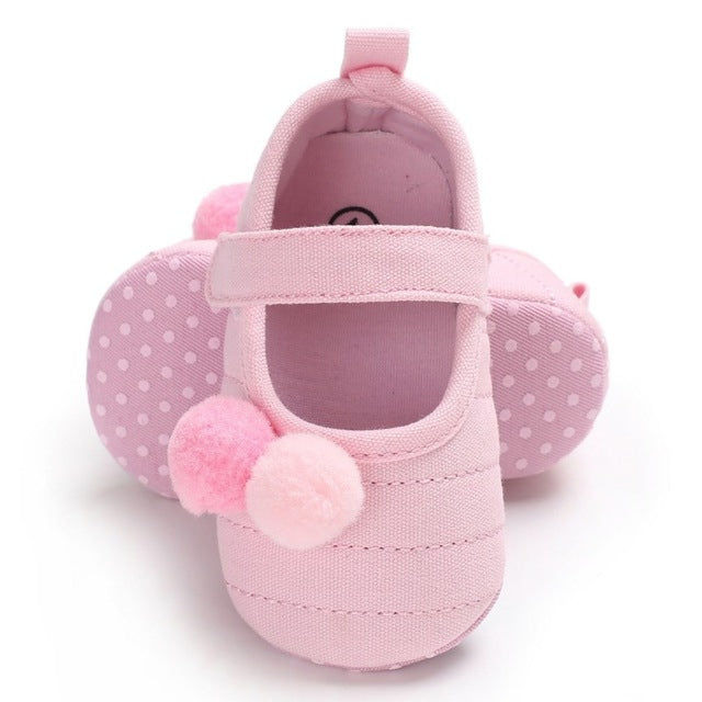Baby Girl Lovely Printing Shoes Small Fresh Pompon Decoration Baby Princess Shoes