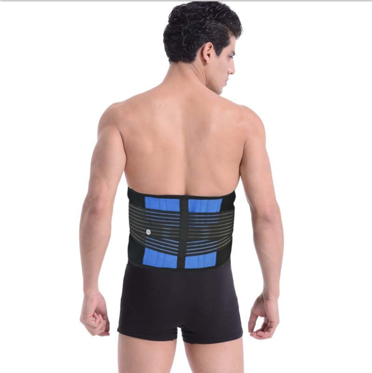 Black Blue Elastic Neoprene Warm Waist Protector Adjustable Waist Belt, Size:M