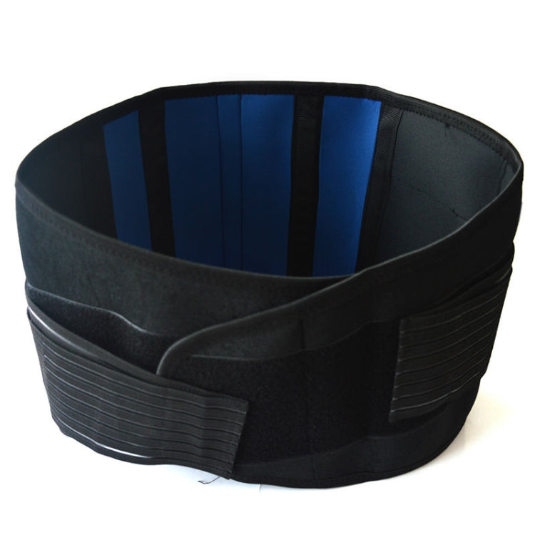 Black Blue Elastic Neoprene Warm Waist Protector Adjustable Waist Belt, Size:L