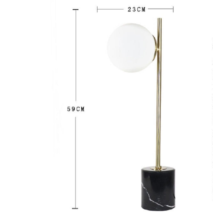 Modern Minimalist Round Frosted Glass Marble Table Lamp, US Plug, Power source: 5W(Black)