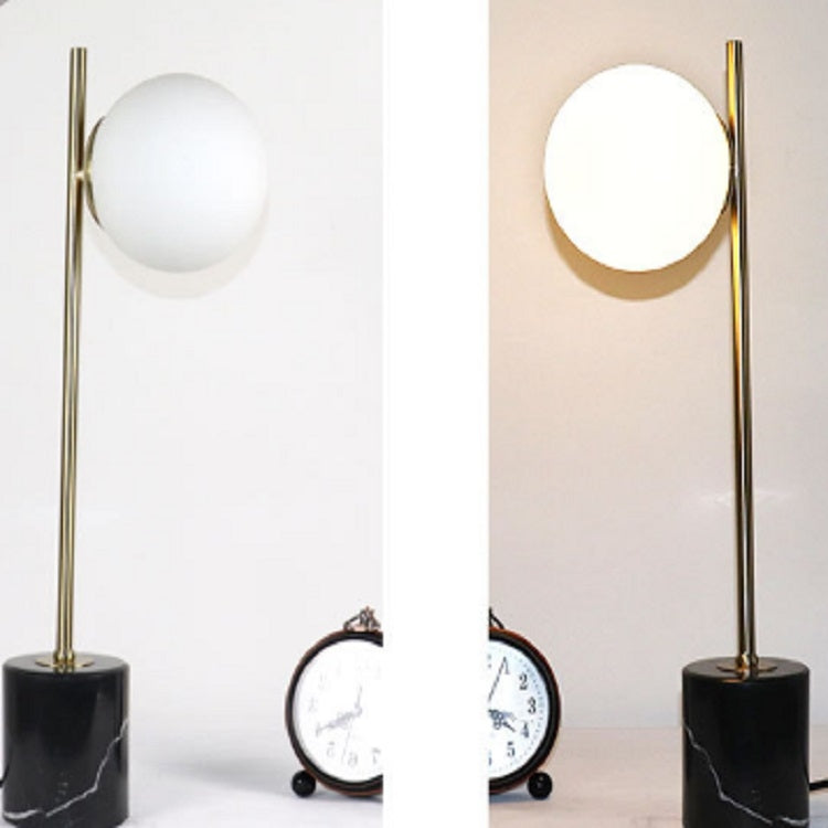 Modern Minimalist Round Frosted Glass Marble Table Lamp, US Plug, Power source: 5W(Black)