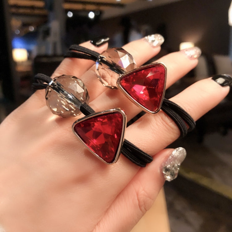 Geometric Rhinestone Elastic Hair Band Hair Accessories For Girls, Color:Red Rhinestone