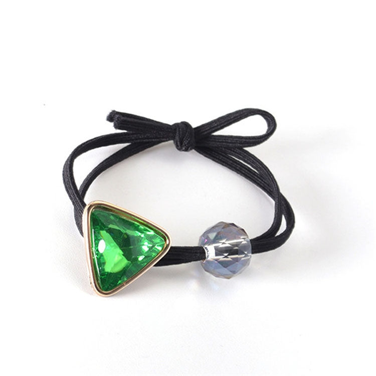 Geometric Rhinestone Elastic Hair Band Hair Accessories For Girls, Color:Green Rhinestone