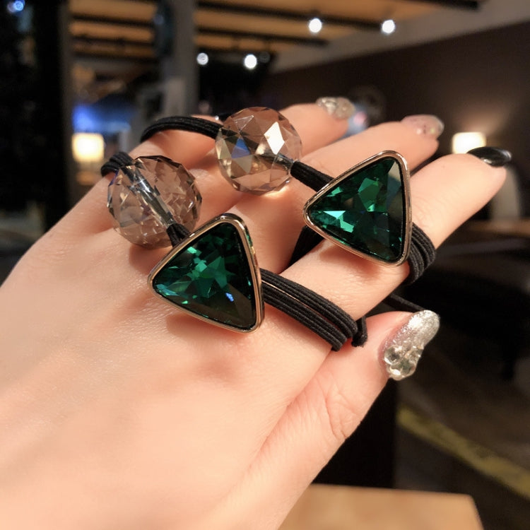 Geometric Rhinestone Elastic Hair Band Hair Accessories For Girls, Color:Green Rhinestone