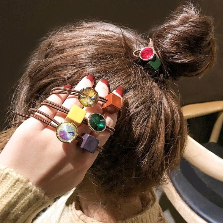 Geometric Rhinestone Elastic Hair Band Hair Accessories For Girls, Color:Champagne Rhinestone