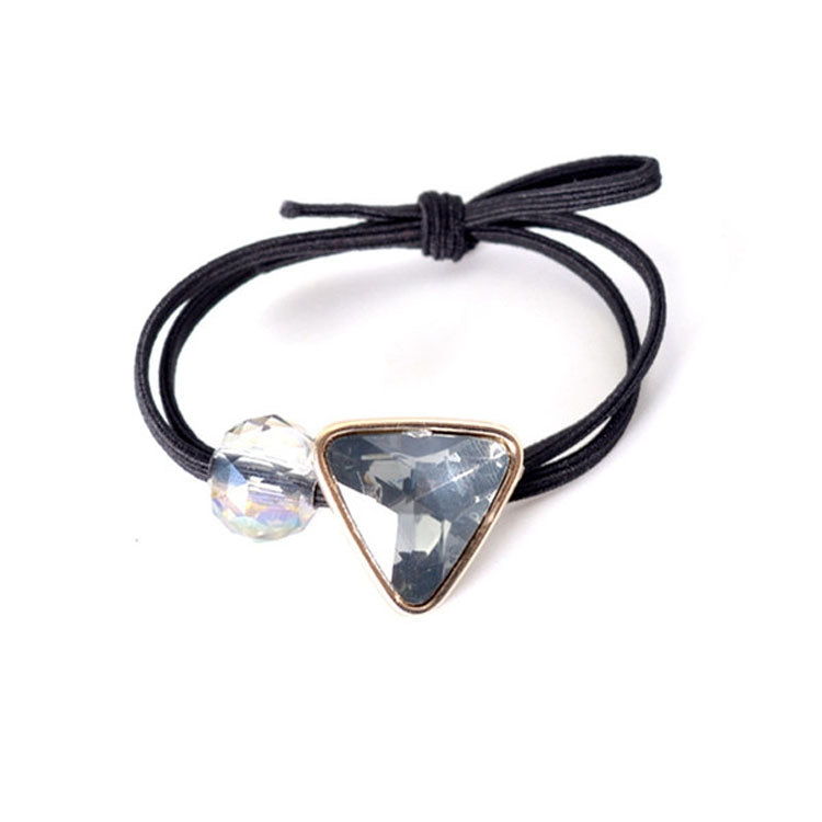 Geometric Rhinestone Elastic Hair Band Hair Accessories For Girls, Color:Grey Rhinestone