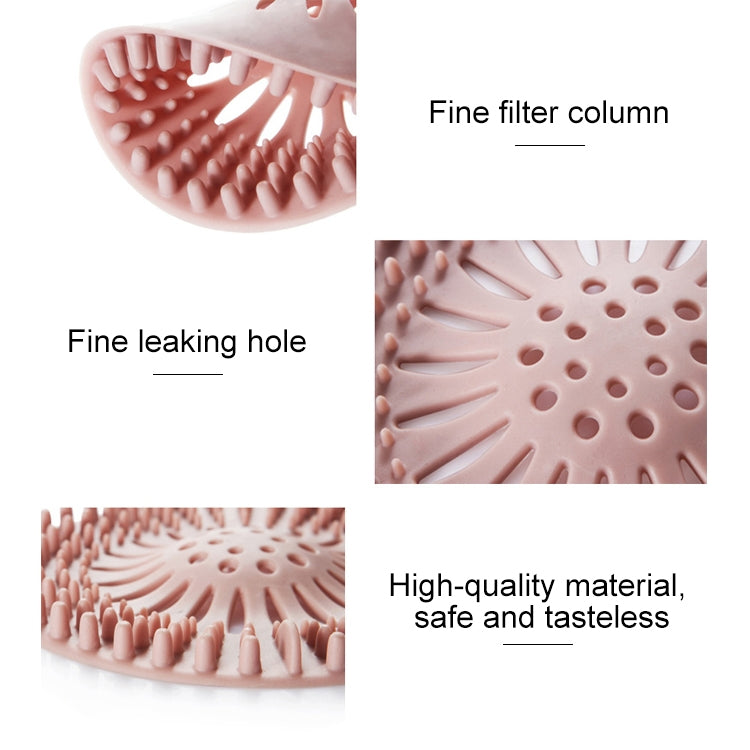 10 PCS Bathroom Kitchen Hair filter Mesh Sink Anti-clogging Silicone Floor Drain Mat(Pink)
