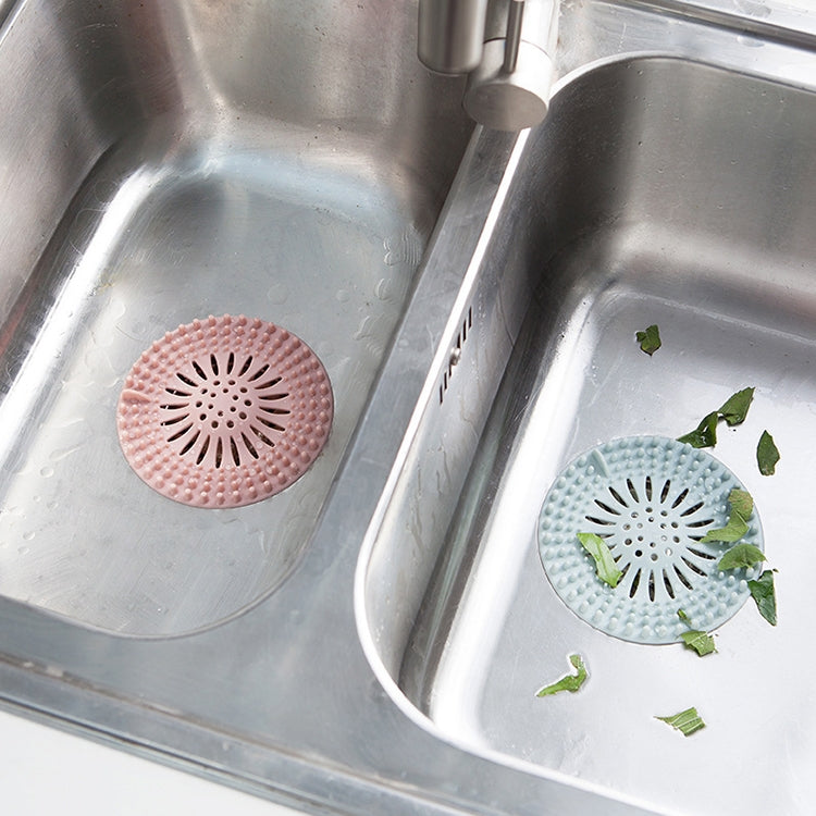 10 PCS Bathroom Kitchen Hair filter Mesh Sink Anti-clogging Silicone Floor Drain Mat(Pink)
