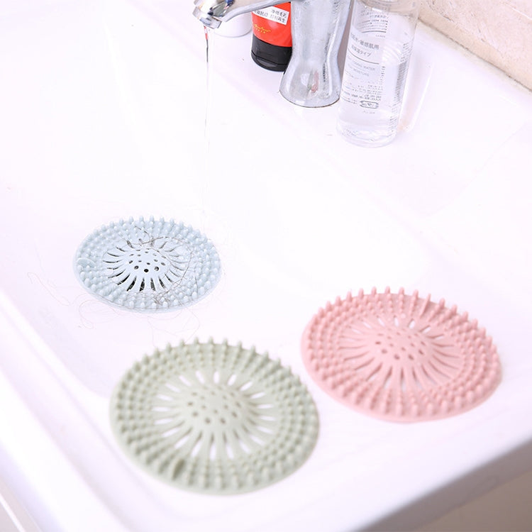 10 PCS Bathroom Kitchen Hair filter Mesh Sink Anti-clogging Silicone Floor Drain Mat(Pink)