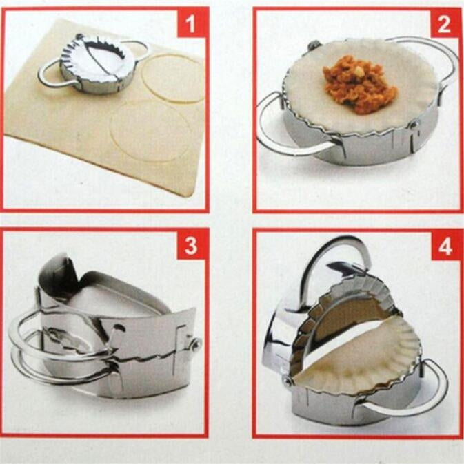 Stainless Steel Dumpling Maker Dough Cutter Dumpling Mould Kitchen Accessories Pastry Tools, Specification:Large 9.7cm with White Box
