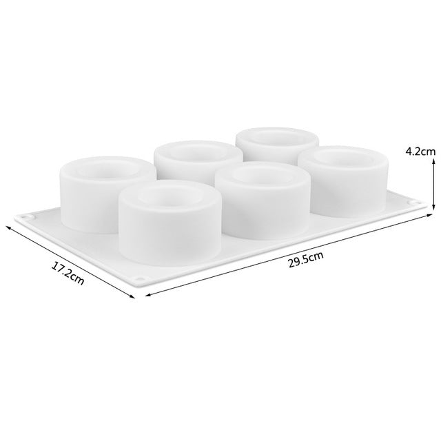 3D Silicone 6 Holes Cake Mold Baking Pastry Mousse Chocolate Mold(White)