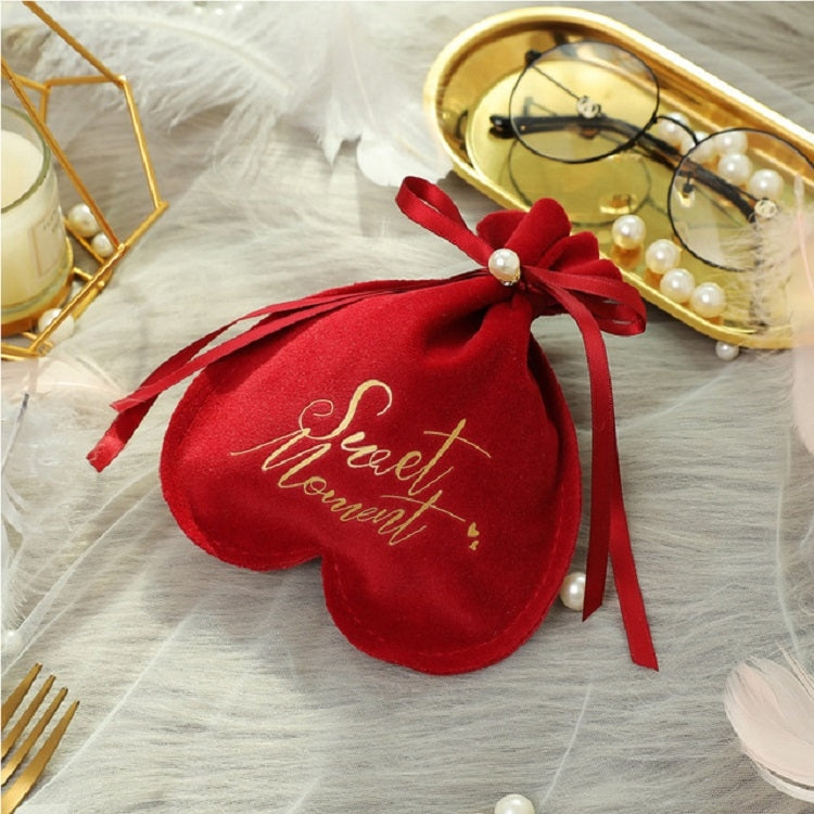 2 PCS Wedding Candy Bag Velvet Wedding Portable Beam Mouth Bag Bronzing Candy Bag