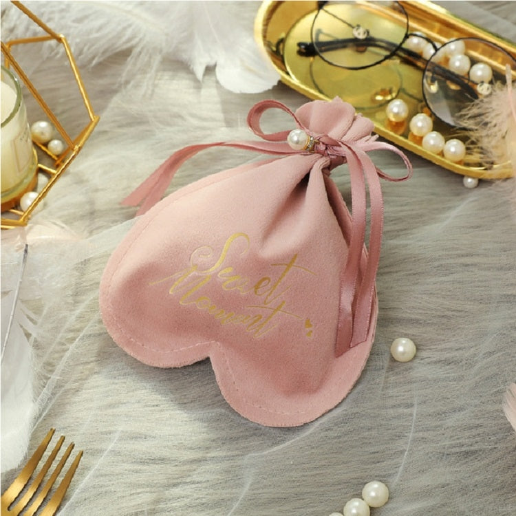 2 PCS Wedding Candy Bag Velvet Wedding Portable Beam Mouth Bag Bronzing Candy Bag