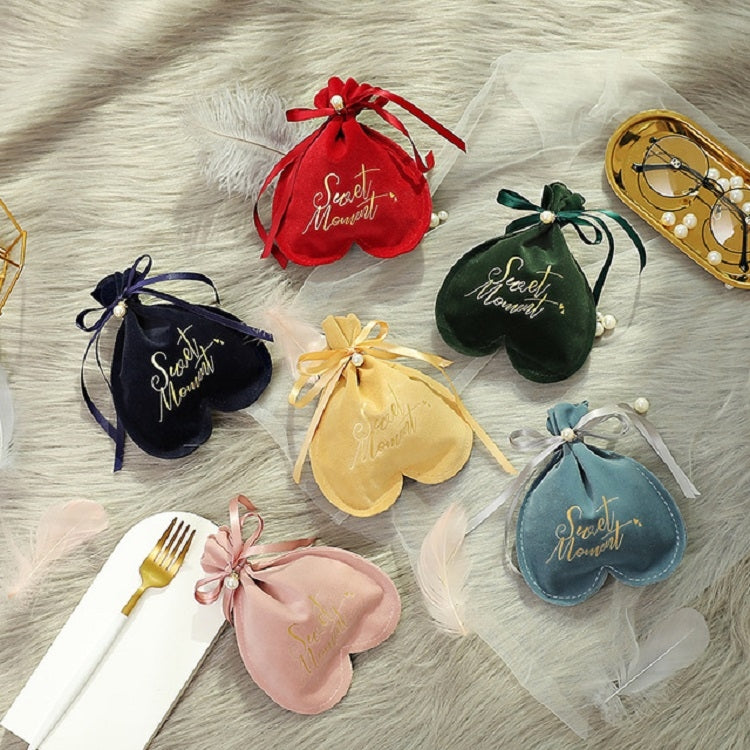 2 PCS Wedding Candy Bag Velvet Wedding Portable Beam Mouth Bag Bronzing Candy Bag
