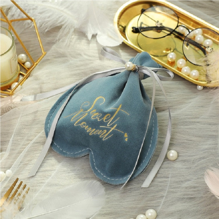 2 PCS Wedding Candy Bag Velvet Wedding Portable Beam Mouth Bag Bronzing Candy Bag