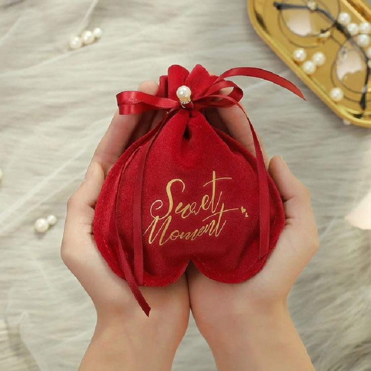 2 PCS Wedding Candy Bag Velvet Wedding Portable Beam Mouth Bag Bronzing Candy Bag