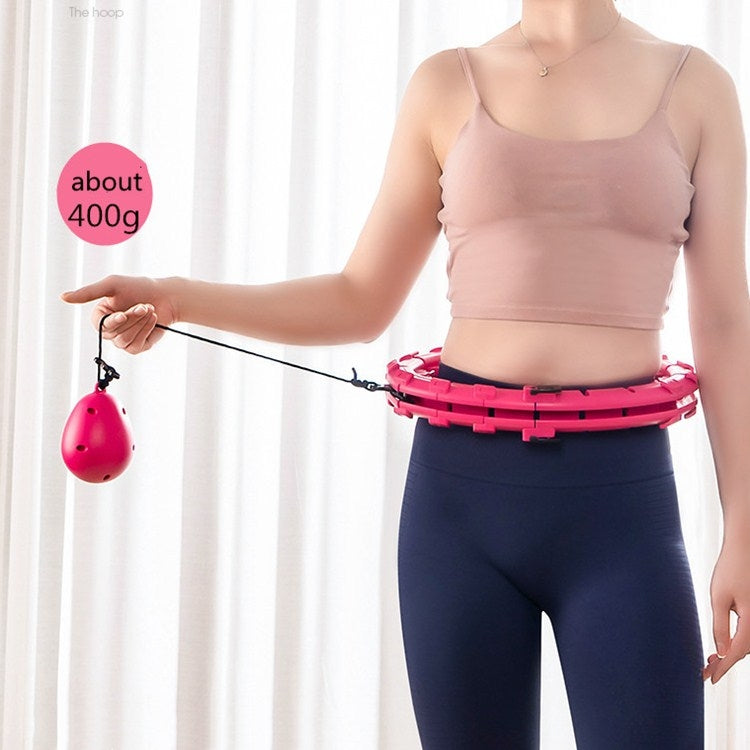 360-degree Surround Massage Not Drop Fitness Hoop with Sandbags, Size:14 Knots (Waistline: 60cm)(Pink)