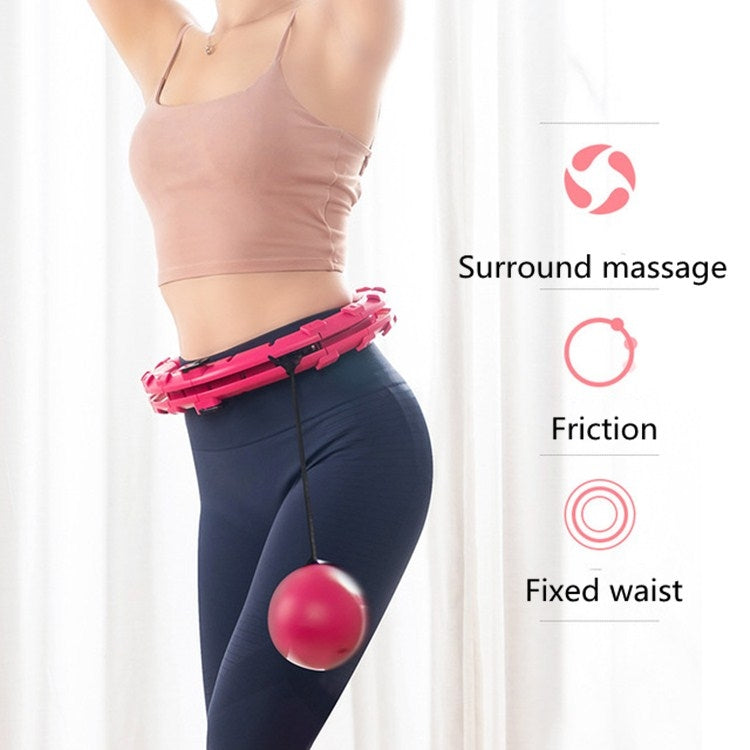 360-degree Surround Massage Not Drop Fitness Hoop with Sandbags, Size:19 Knots (Waistline: 90cm)(Pink)