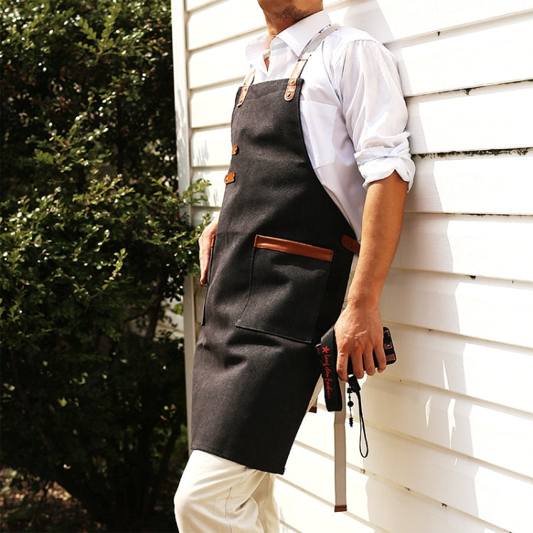 Washed Canvas Apron Chef Cafe Shop BBQ Hairdresser Aprons
