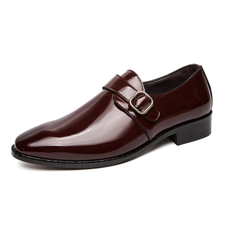 Men Leather Shoes Office Loafers Man Casual Wedding Shoes, Size:45(Red)