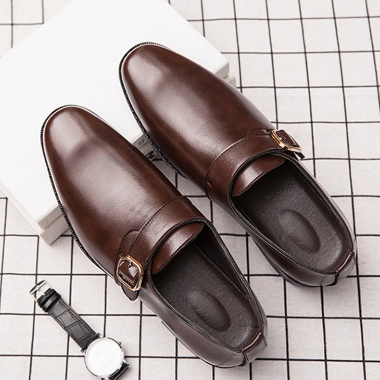 Men Leather Shoes Office Loafers Man Casual Wedding Shoes, Size:46(Brown)