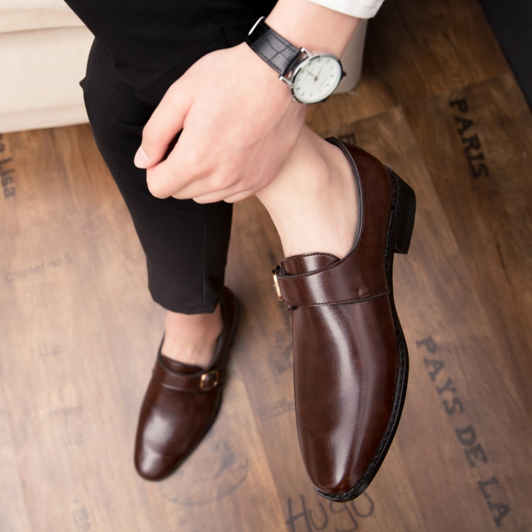 Men Leather Shoes Office Loafers Man Casual Wedding Shoes, Size:46(Brown)