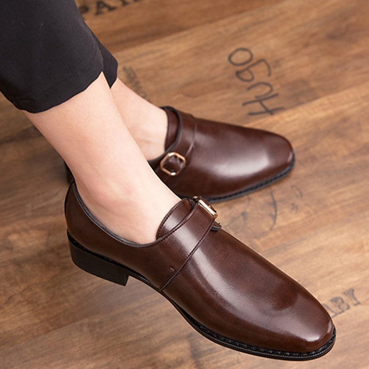 Men Leather Shoes Office Loafers Man Casual Wedding Shoes, Size:46(Brown)