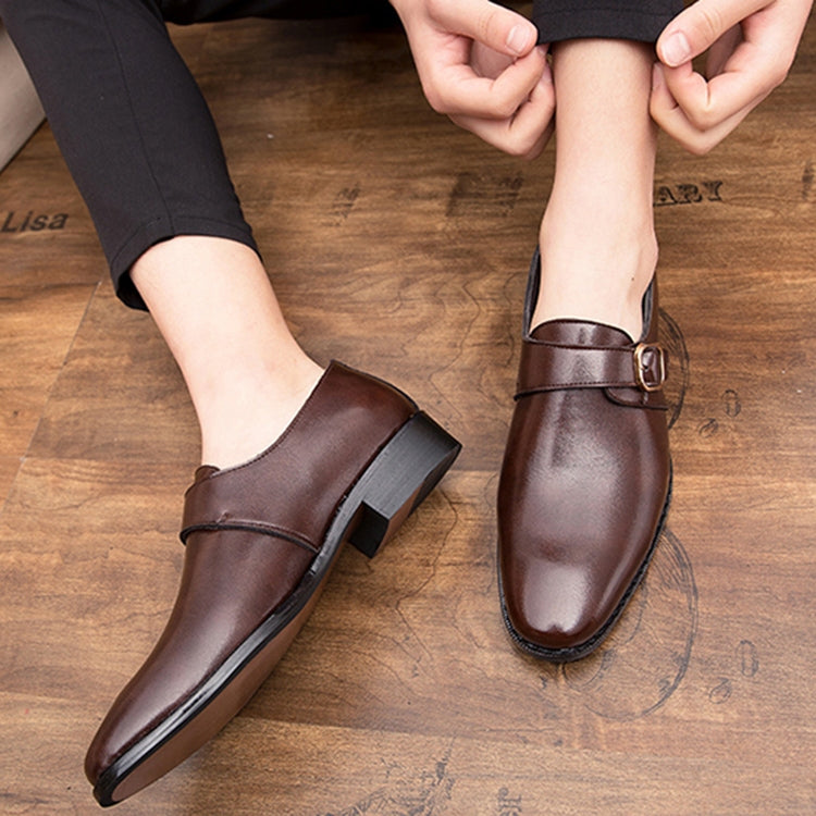 Men Leather Shoes Office Loafers Man Casual Wedding Shoes, Size:46(Brown)