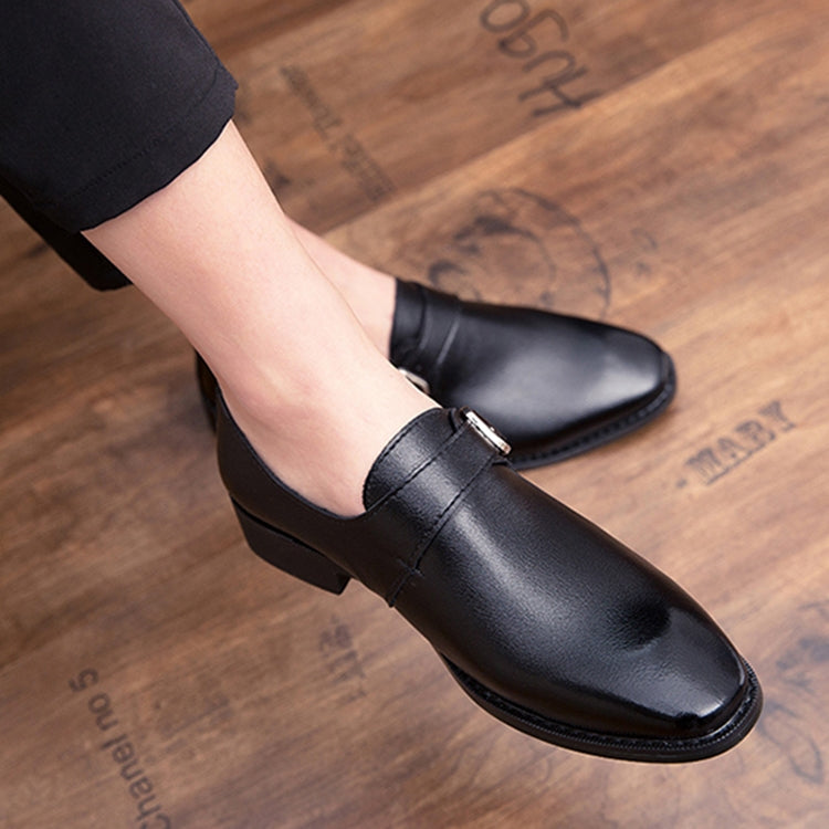 Men Leather Shoes Office Loafers Man Casual Wedding Shoes, Size:47(Black)