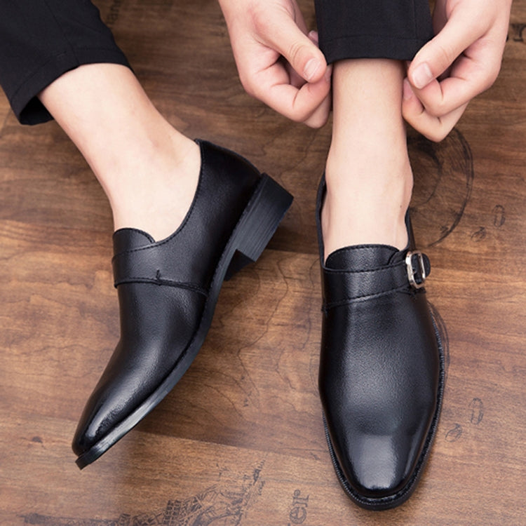 Men Leather Shoes Office Loafers Man Casual Wedding Shoes, Size:47(Black)
