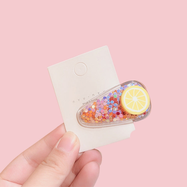 2 PCS Fruit Transparent Hair Clips Sequin Hearts Hair Accessories