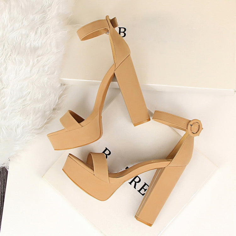 13CM Women Classic Block High Heels Sandals Female  Summer Shoes, Shoe Size:37