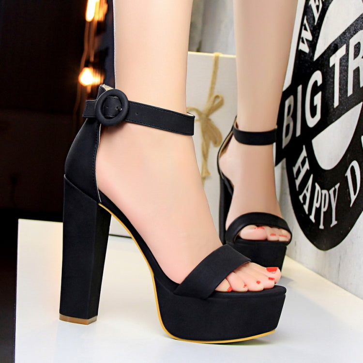 13CM Women Classic Block High Heels Sandals Female  Summer Shoes, Shoe Size:42