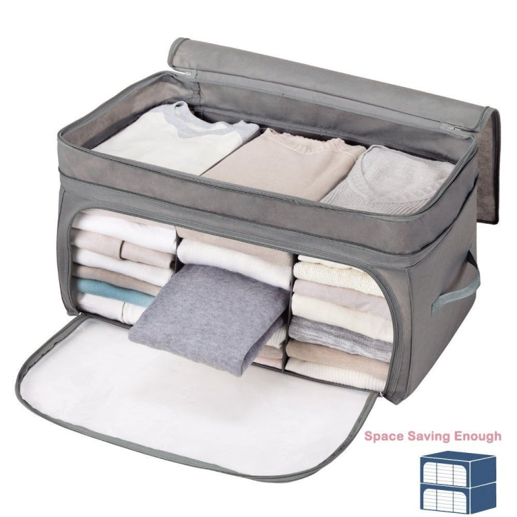 Non-woven Bamboo Charcoal Visible Upper Side Double Open Collapsible Storage Box