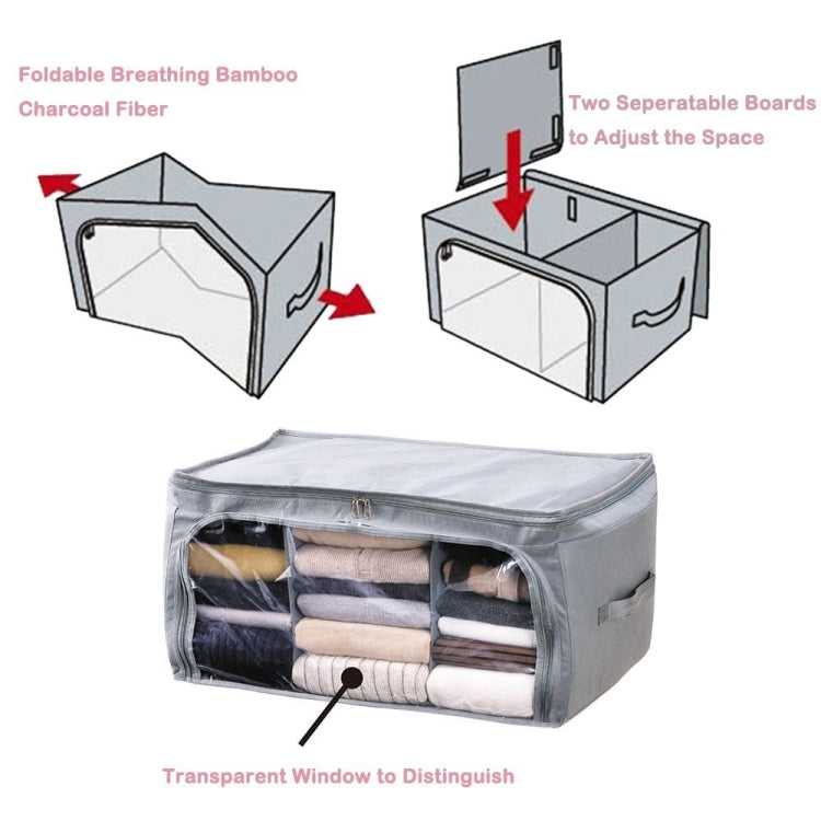 Non-woven Bamboo Charcoal Visible Upper Side Double Open Collapsible Storage Box